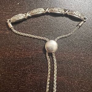 Sterling Silver Adjustable Slider Bracelet - Silver